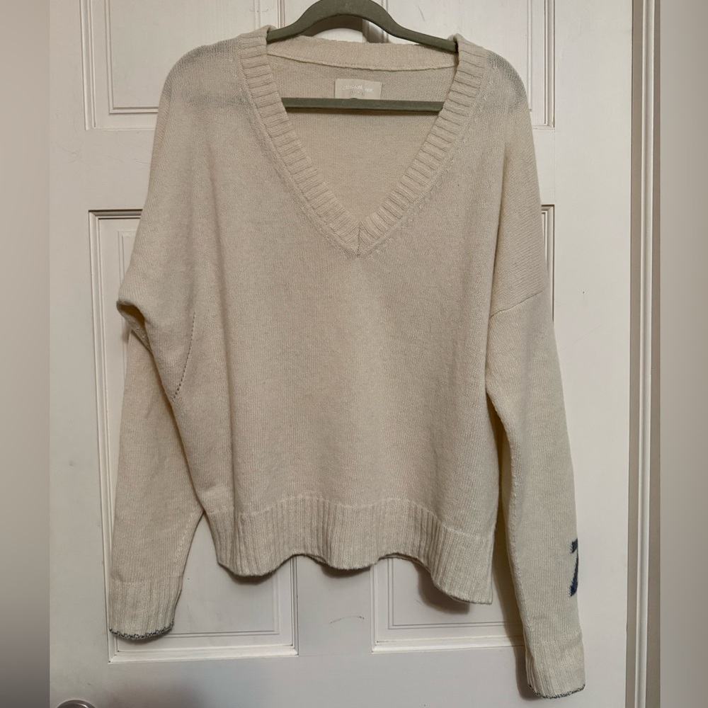 Zadig & Voltaire Cream V-Neck Sweater